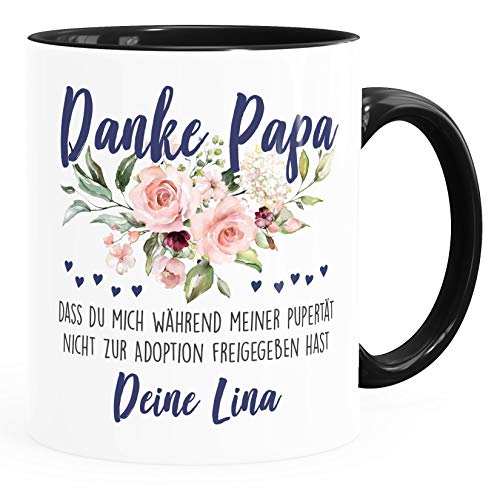 SpecialMe® Kaffee-Tasse Danke Papa dass du mich nicht zur Adoption freigegeben hast personalisiertes Geschenk Vatertag Papa schwarz Keramik-Tasse von SpecialMe