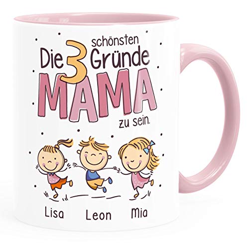 SpecialMe® Kaffee-Tasse "Die schönsten Gründe Mama zu sein" Spruch - personalisiertes Geschenk zum Muttertag Mama rosa Keramik-Tasse von SpecialMe