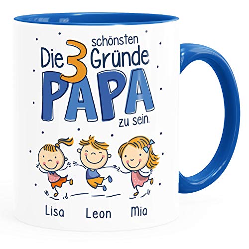 SpecialMe® Kaffee-Tasse"Die schönsten Gründe Papa zu sein" Spruch 1-4 Kinder - personalisiertes Geschenk zum Vatertag Papa inner-royal Keramik-Tasse von SpecialMe