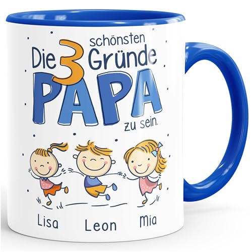 SpecialMe® Kaffee-Tasse "Die schönsten Gründe Papa zu sein" Spruch 1-4 Kinder - personalisiertes Geschenk zum Vatertag Papa inner-royal Keramik-Tasse von SpecialMe