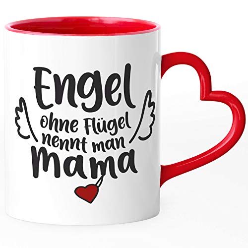 SpecialMe® Kaffee-Tasse Engel ohne Flügel nennt man Mama/Papa Geschenk zum Vatertag Muttertag Dankeschön Mama rot Herz-Tasse von SpecialMe