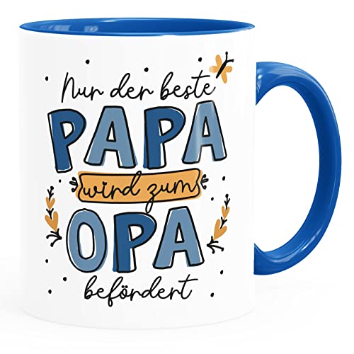 SpecialMe® Kaffee-Tasse Geschenk für Papa zum Vatertag Spruch Nur der beste Papa wird zum Opa befördert weiß-innen-royal Keramik-Tasse von SpecialMe