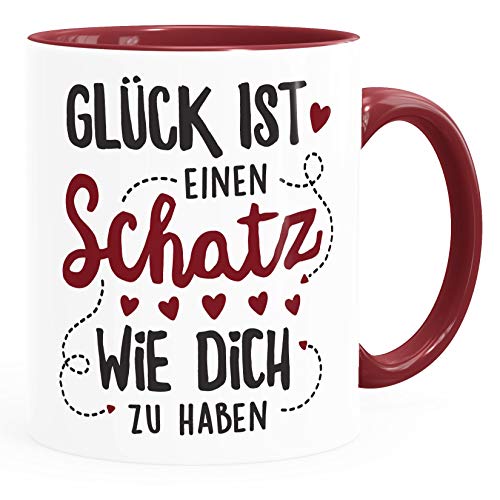 SpecialMe® Kaffee-Tasse Glück ist einen Schatz wie dich zu haben Geschenk Liebe Liebeserklärung inner-bordeaux Keramik-Tasse von SpecialMe