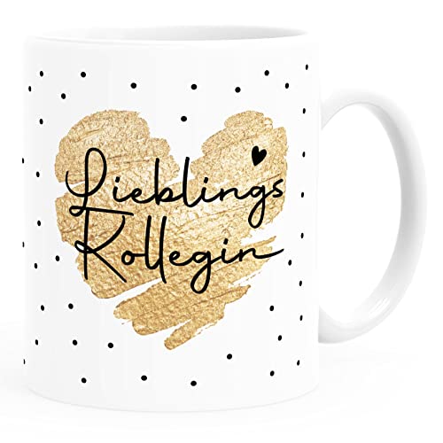 SpecialMe® Kaffee-Tasse Herz Danke Geschenk Lieblingsmensch Alltagsheld Berufe Spruch Schrift Lieblingskollegin weiß Keramik-Tasse von SpecialMe