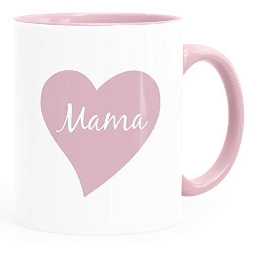 SpecialMe® Kaffee-Tasse Herz Mama Inschrift Geschenk für Mutti Muttertag Weihnachten Geburtstag Ostern inner-rosa Keramik-Tasse von SpecialMe