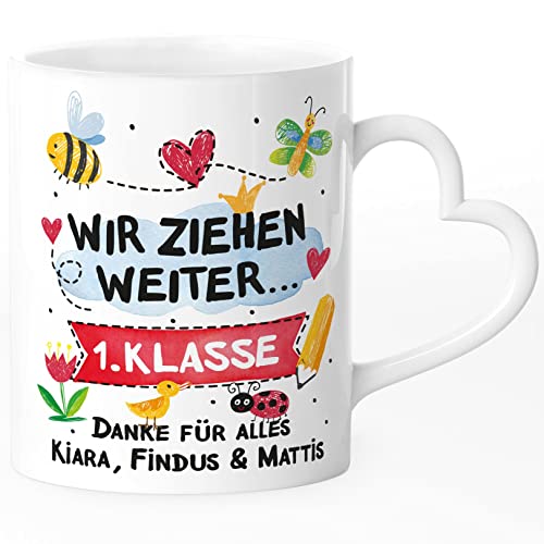 SpecialMe® Kaffee-Tasse Herzhenkel Erzieherin Kindergarten Danke für Alles personalisierte Geschenke Namen Kinder weiß - Herz standard von SpecialMe