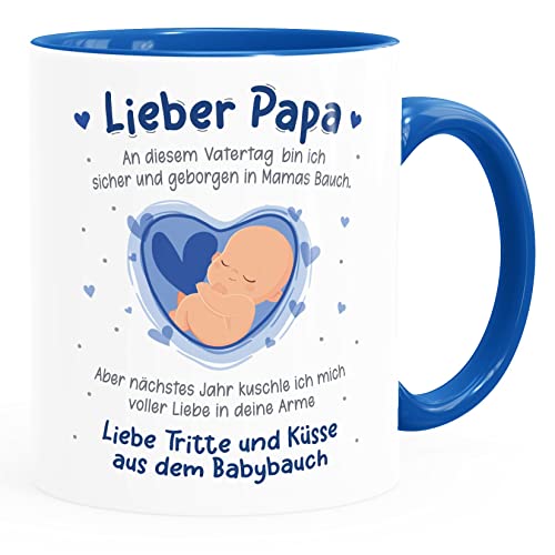 SpecialMe® Kaffee-Tasse Liebe Grüße aus dem Babybauch Spruch Schwangerschaft verkünden - Geschenk für werdende Papas weiß-innen-royal standard von SpecialMe