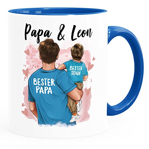 SpecialMe® Kaffee-Tasse Papa mit Namen Vater Sohn Tochter personalisierte Geschenke für Papa zum Vatertag Geburtstag weiß-innen-royal standard von SpecialMe