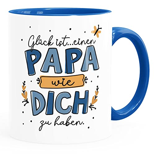 SpecialMe® Kaffee-Tasse Spruch Glück ist einen Papa wie dich zu haben Geschenk Vatertag Dankeschön weiß-innen-royal Keramik-Tasse von SpecialMe