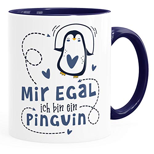 SpecialMe® Kaffee-Tasse Spruch Mir egal ich bin ein Pinguin lustige Spruch-Tasse Navy inner-navy Keramik-Tasse von SpecialMe