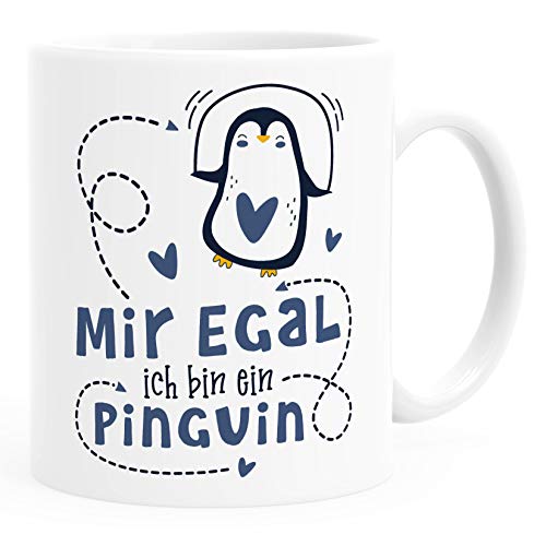 SpecialMe® Kaffee-Tasse Spruch Mir egal ich bin ein Pinguin lustige Spruch-Tasse Navy weiß - navy Keramik-Tasse von SpecialMe
