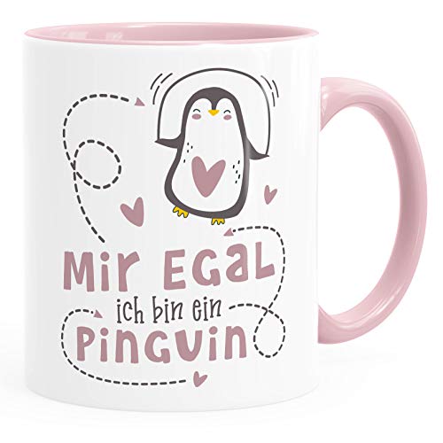 SpecialMe® Kaffee-Tasse Spruch Mir egal ich bin ein Pinguin lustige Spruch-Tasse Rosa inner-rosa Keramik-Tasse von SpecialMe