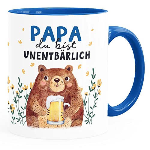 SpecialMe® Kaffee-Tasse Vatertag lustig Geschenk für Papa von Kind Du bist unentbärlich Spruch Bär weiß-innen-royal Keramik-Tasse von SpecialMe