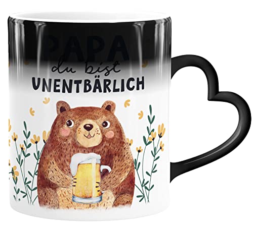 SpecialMe® Kaffee-Tasse Zaubertasse Herzhenkel Vatertag lustig Geschenk für Papa von Kind Du bist unentbärlich Spruch Bär Magic - Herz Magic-Herz-Tasse von SpecialMe