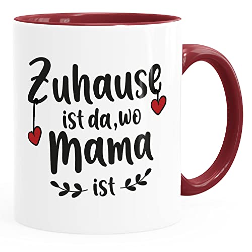 SpecialMe® Kaffee-Tasse Zuhause ist da, wo Mama ist Geschenk für Mutti Muttertag Weihnachten Geburtstag Mama inner-bordeaux Keramik-Tasse von SpecialMe