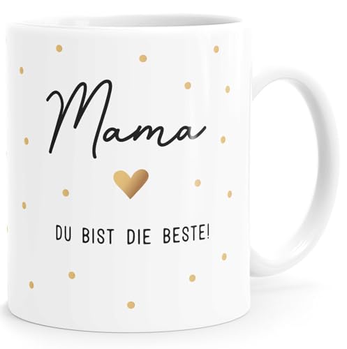 SpecialMe® Kaffee-Tasse mit Spruch Du bist die Beste Herz Dankeschön Geschenk für Mama Muttertag Geburtstag Weihnachten weiß standard von SpecialMe