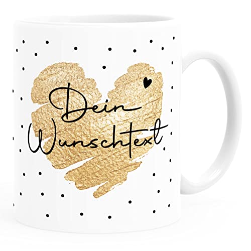 SpecialMe® Kaffeetasse Herz Punkte Dein Wunschtext personalisierbar Tasse personalisierte Geschenke Personalsiert weiß Keramik-Tasse von SpecialMe