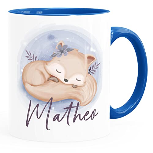 SpecialMe® Kinder-Tasse Fuchs-Motiv personalisierte Namenstasse aus Keramik für Kinder Jungen Mädchen inner-royal Keramik-Tasse von SpecialMe