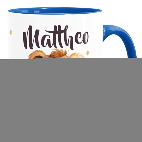 SpecialMe® Kinder-Tasse Keramik Aufdruck Kleiner Baby Löwe mit Name personalisierte Geschenke Jungen Mädchen weiß-innen-royal standard von SpecialMe