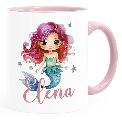 SpecialMe® Kinder-Tasse personalisierte Namenstasse für Kinder Jungen Mädchen weiss-innen-rosa standard von SpecialMe