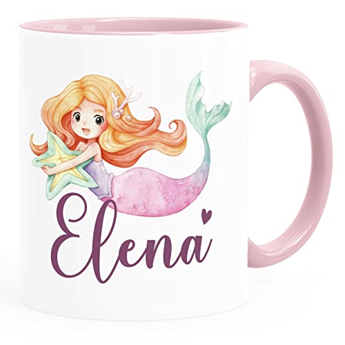 SpecialMe® Kindertasse Meerjungfrau personalisierte Namenstasse aus Keramik Geschenke für Kinder Mädchen rosa Keramik-Tasse von SpecialMe