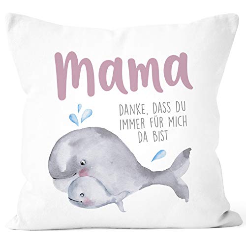 SpecialMe® Kissen-Bezug Danke DASS du Immer für Mich da bist Geschenk für Mama Papa Muttertag Vatertag Mama weiß 40cm x 40cm von SpecialMe