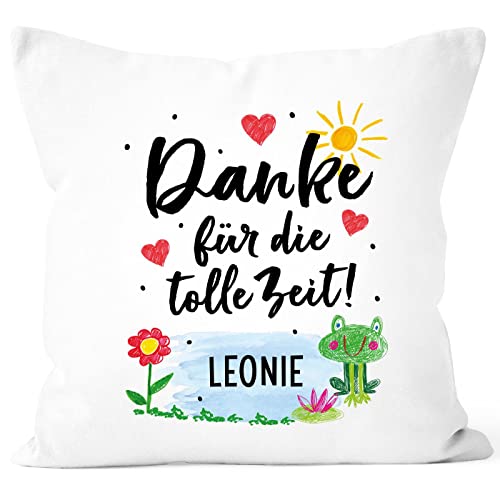 SpecialMe® Kissen-Bezug Erzieherin Kindergarten Danke für die tolle Zeit personalisierte Geschenke Namen Kinder weiß Standard von SpecialMe