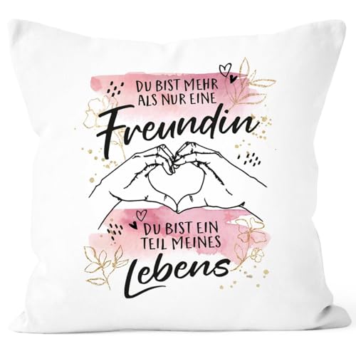 SpecialMe® Kissen-Bezug Freundschaftsgeschenk BFF Du bist mehr als nur eine Beste Freundin Geschenk Dekokissen weiß Standard von SpecialMe