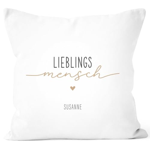 SpecialMe® Kissen-Bezug Lieblingsmensch Herz personalisiert mit Namen Geschenk Liebe Freundschaft Dankeschön weiß Standard von SpecialMe