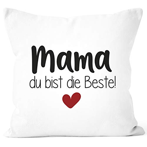 SpecialMe® Kissen-Bezug Mama du bist die Beste Danke Sagen Geschenk für Mama Muttertag Weihnachten weiß 40cm x 40cm von SpecialMe