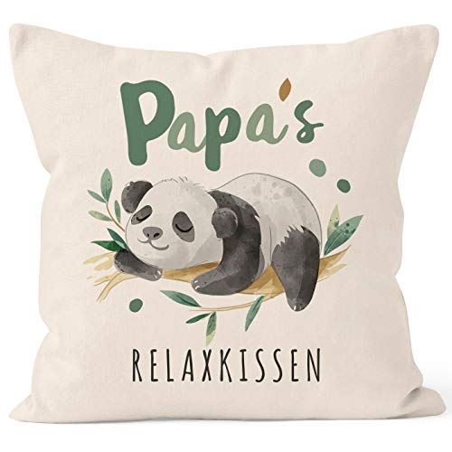 SpecialMe® Kissen-Bezug Spruch Mama/Papas Relaxkissen Panda Geschenke für Eltern Dekokissen Papa Natur 40cm x 40cm von SpecialMe