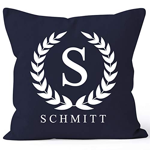 SpecialMe® Kissen-Bezug mit Name und Initiale Monogramm Buchstabe persönliche Geschenke mit Namen Navy 40cm x 40cm von SpecialMe