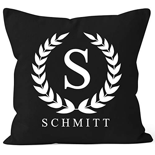 SpecialMe® Kissen-Bezug mit Name und Initiale Monogramm Buchstabe persönliche Geschenke mit Namen schwarz 40cm x 40cm von SpecialMe