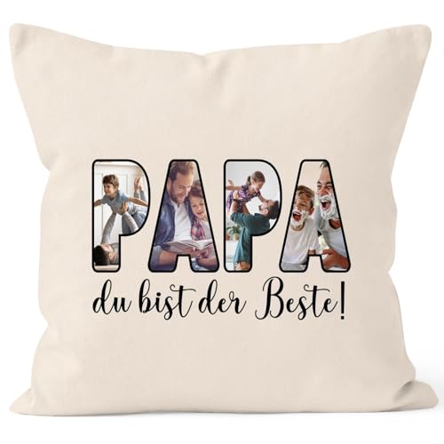 SpecialMe® Kissen-Bezug mit eigenen Fotos selbst gestalten personalisiertes Geschenk für Papa Vatertagsgeschenk Natur Standard von SpecialMe