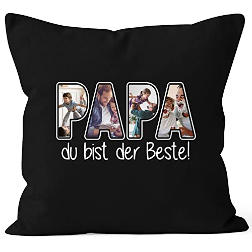 SpecialMe® Kissen-Bezug mit eigenen Fotos selbst gestalten personalisiertes Geschenk für Papa Vatertagsgeschenk schwarz Standard von SpecialMe
