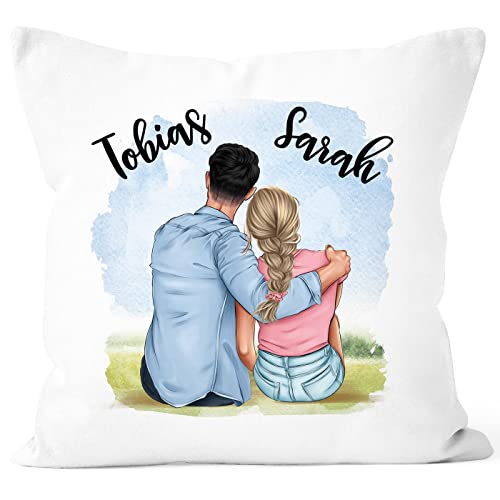 SpecialMe® Kissen.Bezug personalisiert mit Partner-Bild Namen Geschenk Liebe Jahrestag Valentinstag Freund Freundin Mann Frau weiß 40cm x 40cm von SpecialMe