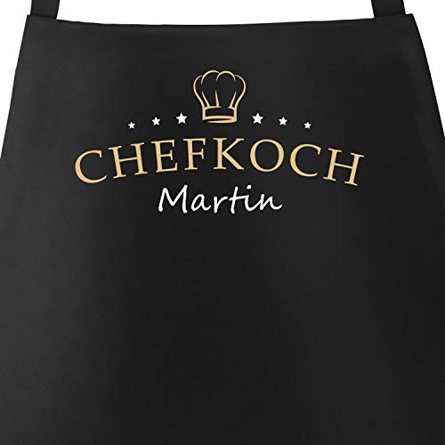 SpecialMe® Küchen-Schürze eigener Name Schriftzug Chefkoch individualisierbar Kochschürze Männer personalisierte Geschenke schwarz Unisize von SpecialMe