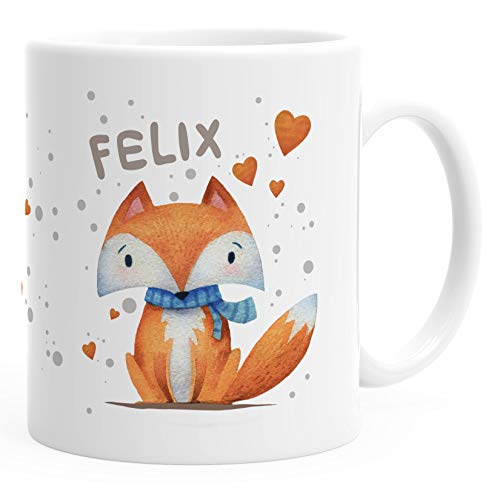 SpecialMe® Namenstasse für Kinder personalisierte Kaffee-Tasse mit Namen Fuchs Motiv weiß Keramik-Tasse von SpecialMe