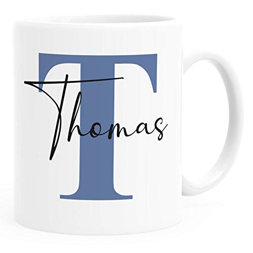 SpecialMe® Namenstasse personalisierte Kaffee-Tasse mit Namen und Buchstabe persönliche Geschenke Buchstabentasse Uni weiss-blau Keramik-Tasse von SpecialMe