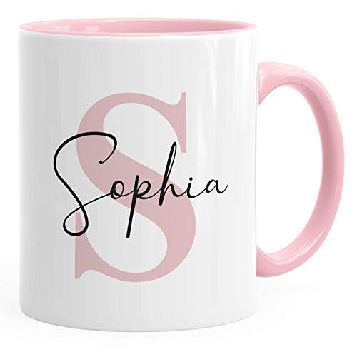 SpecialMe® Namenstasse personalisierte Kaffee-Tasse mit Namen und Buchstabe persönliche Geschenke Buchstabentasse Inner Rosa weiß-rosa Keramik-Tasse von SpecialMe