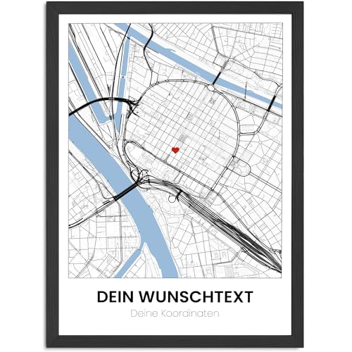 SpecialMe® Poster Koordinaten Geschenk Stadtplan Landkarte personalisiert mit Wunschtext Geschenkidee für Sie und Ihn Partner Beste Freunde Weiss von SpecialMe