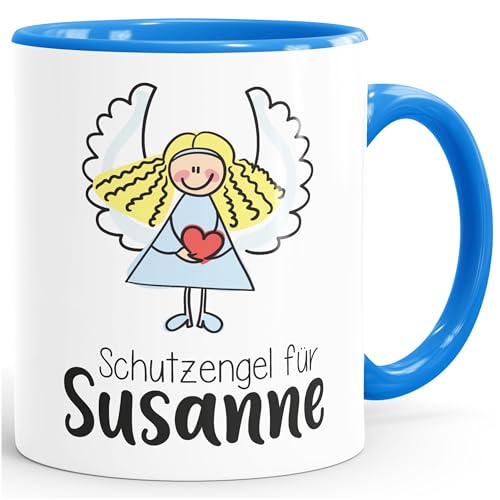 SpecialMe® Schutzengel Namenstasse personalisierte Kaffee-Tasse mit Namen persönliche Geschenke blau Keramik-Tasse von SpecialMe