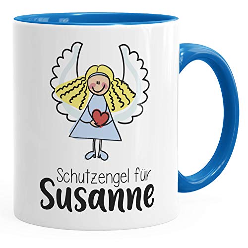 SpecialMe® Schutzengel Namenstasse personalisierte Kaffee-Tasse mit Namen persönliche Geschenke blau Keramik-Tasse von SpecialMe