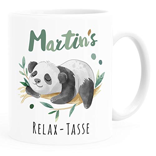 SpecialMe® SpecialMe® Relax-Tasse Panda personalisiert mit Namen Namenstasse individuelle Geschenke Anti-Stress weiß Keramik-Tasse von SpecialMe