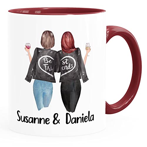 SpecialMe® Tasse Beste Freundin personalisiert persönliche Geschenke Freundschaft Frauen Best Friends BFF bordeauxrot Keramik-Tasse von SpecialMe