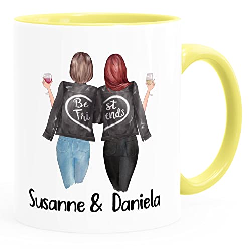 SpecialMe® Tasse Beste Freundin personalisiert persönliche Geschenke Freundschaft Frauen Best Friends BFF inner-hellgelb Keramik-Tasse von SpecialMe