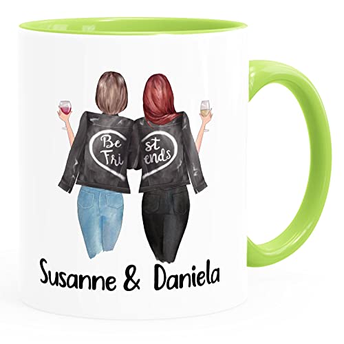 SpecialMe® Tasse Beste Freundin personalisiert persönliche Geschenke Freundschaft Frauen Best Friends BFF inner-hellgrün Keramik-Tasse von SpecialMe