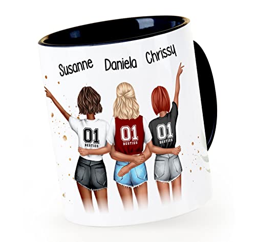 SpecialMe® Tasse Beste Freundinnen 3 personalisiert Geschenk Freundschaft Frauen BFF Best Friends Inner-Schwarz Keramik-Tasse von SpecialMe