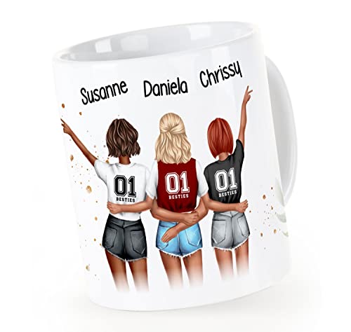 SpecialMe® Tasse Beste Freundinnen 3 personalisiert Geschenk Freundschaft Frauen BFF Best Friends weiß Keramik-Tasse von SpecialMe