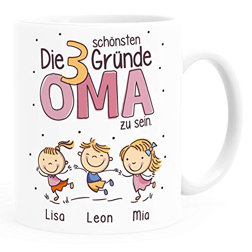 SpecialMe® Tasse Die schönsten Gründe Oma zu sein mit Enkel-Kindern und Namen personalisiertes Geschenk für Oma Oma weiß Keramik-Tasse von SpecialMe